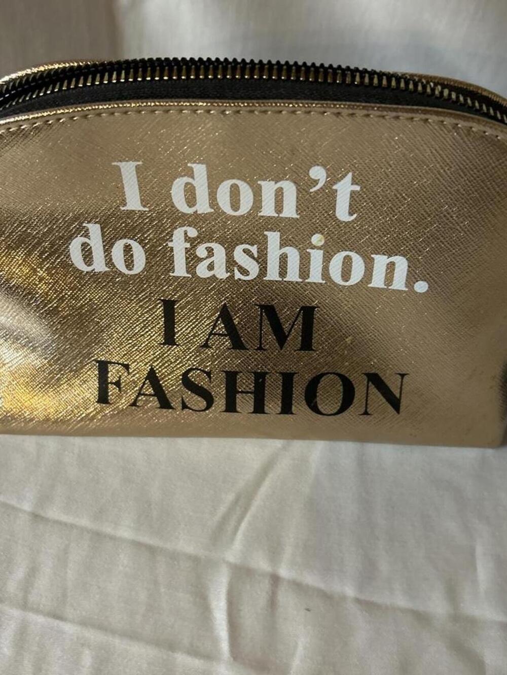Gold Graphic Makeup Pouch Cosmetic Bag OS